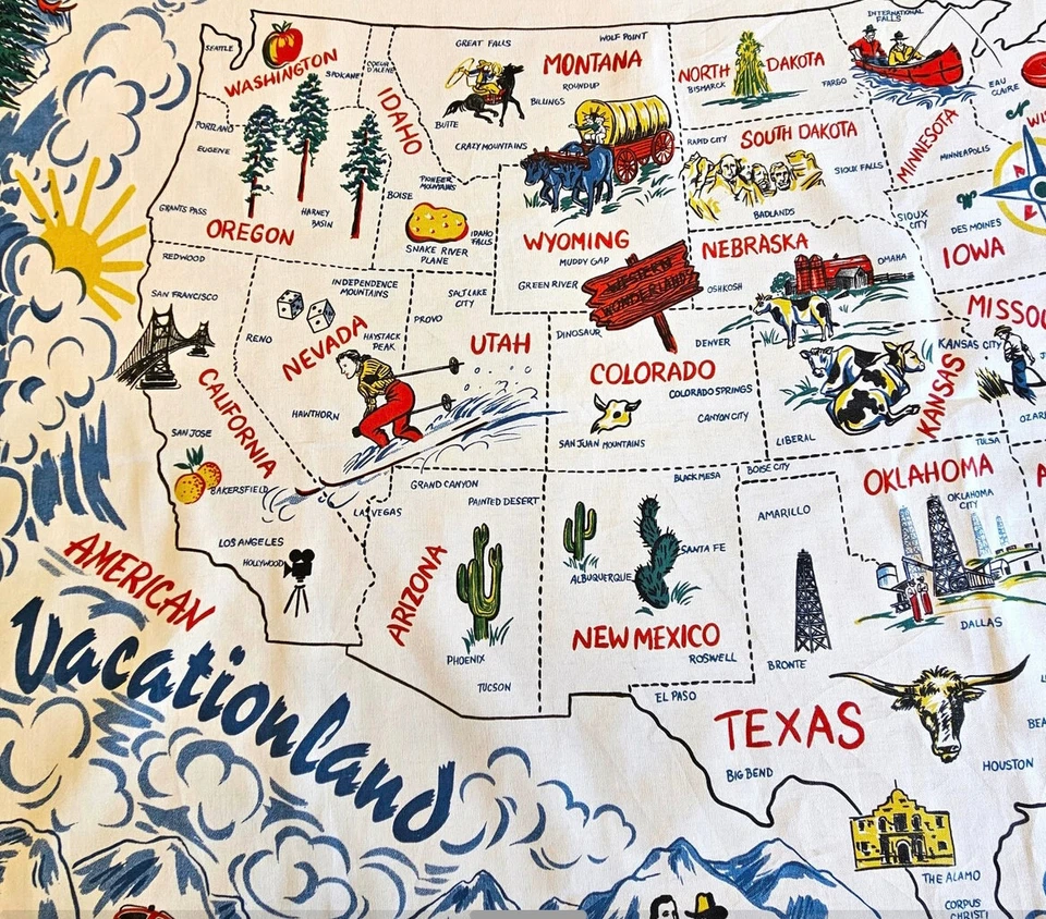 Vacationland Retro-style Tablecloth - Kitsch n' Couture 2005 - Image 2 of 4