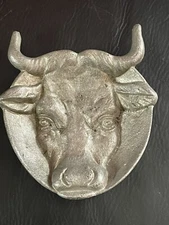 Vintage Bull/Yak/Ox Table Ashtray/Coin Holder 2-D Cast Aluminum