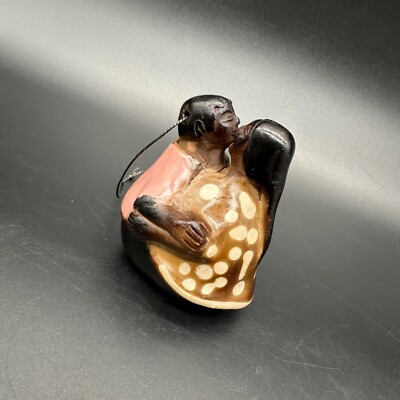 Peruvian Chulucanas Pottery Kissing Couple Ornament Handcrafted Folk Art Decor
