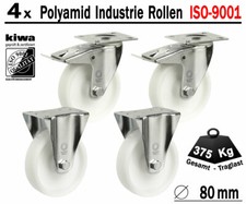 Polyamid Schwerlast Transport Lenk Rollen 4 x Ø 80 mm Br-Bo / BS-Rollen Germany