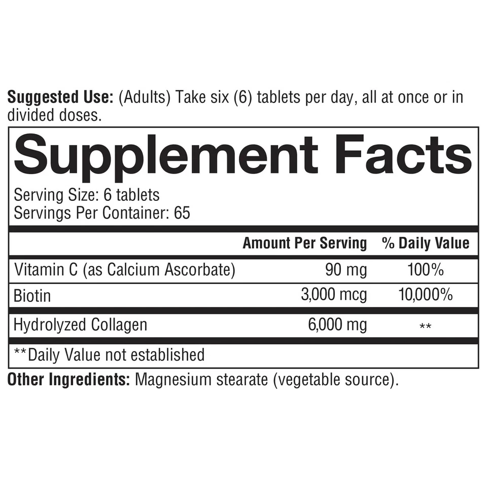 Youtheory Collagen Plus Biotin 390 Tablets Skin Hair and Nails exp 05/27 - Image 4 of 4