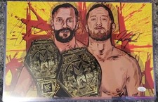 Bobby Fish and Kyle O'Reilly Signed Artwork 11x17 JSA Witness WWE NXT AEW