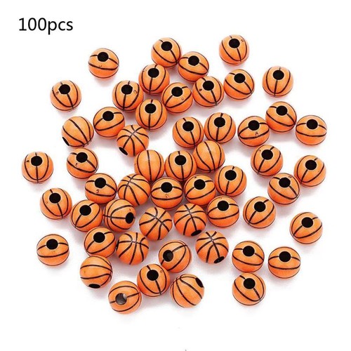 100 Pcs/set Round Plastic Ball Beads Basketball Football Beads Diy Making