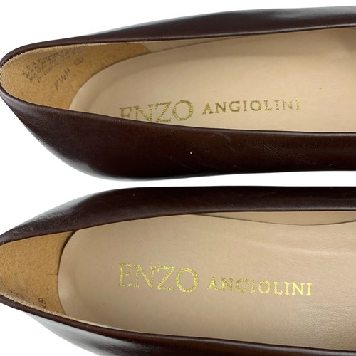 Enzo Angiolini Women's Pumps 7.5 M Dark Brown Leather Block Heel Slip On Shoes - Picture 10 of 11