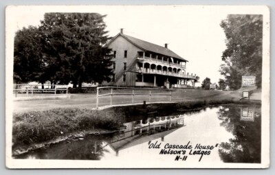 Nelson Ledges OH Ohio Old Cascade House Entrance To State Park RPPC Postcard F46