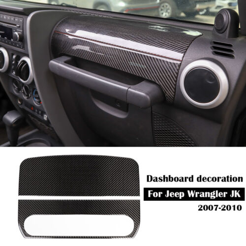 Cubierta decorativa copiloto tablero delantero fibra de carbono suave para Jeep Wrangler JK 2007-2010 - Imagen 2 de 7