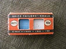 DRITZ TAILORS' CHALK NO. 629 4 PIECES  2 White / 1 Red / 1 Blue  Vintage 1949 