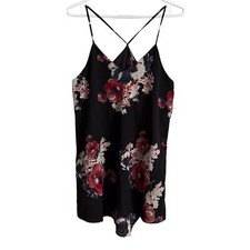Free People Cascades Slip Dress Small Printed Chiffon Mini Grey Pink Floral