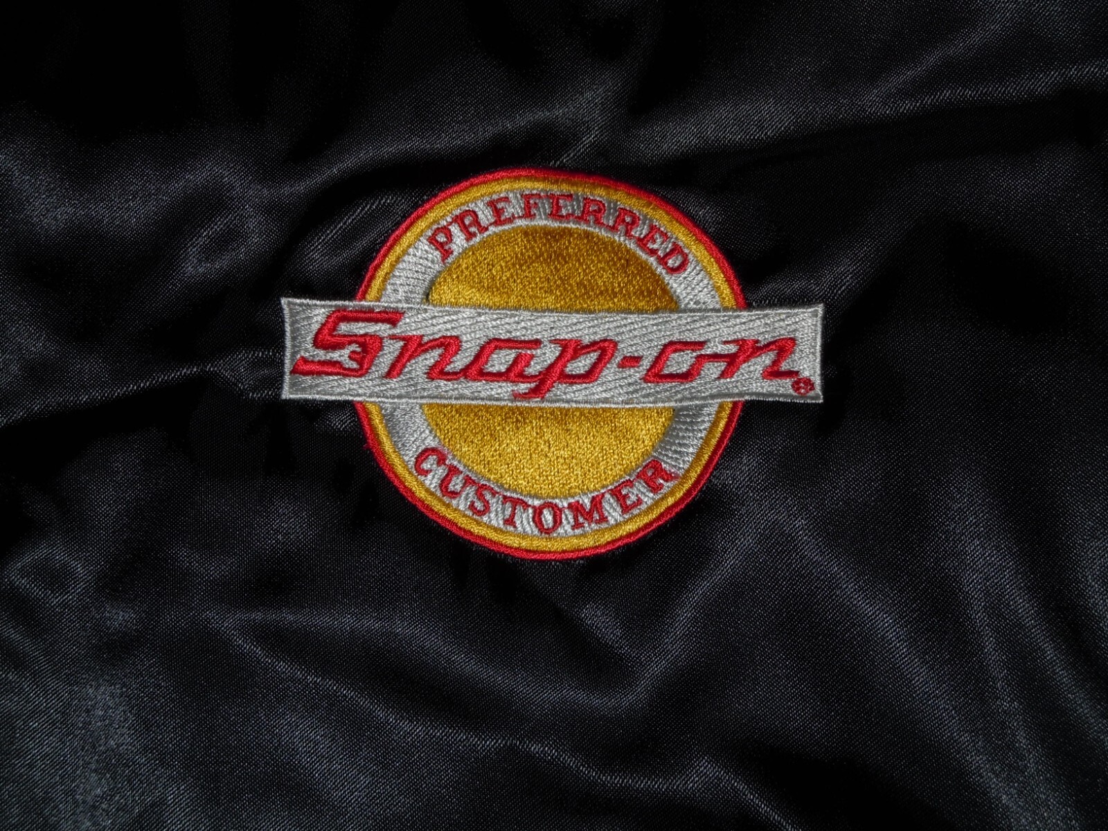 SNAP ON TOOLS VINTAGE MENS XL SATIN JACKET PREFERRED CUSTOMER BLACK