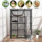 Large Cat Cage Enclosure Metal Wire 4-Tier Kennel DIY Playpen Catio with Hammock