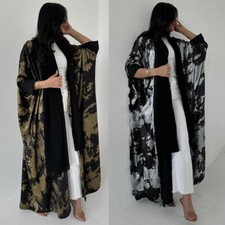 Elegant Dubai Women Open Long Dress Abaya Modest Kimono Muslim Robe Party Gown