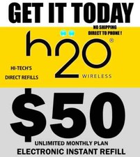 50 H2O H20 PREPAID REFILL   DIRECT TO PHONE NOW    30Yr TRUSTED USA SELLER 