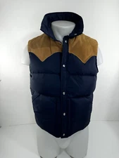 WOOLRICH - LEATHER YOKE / DOWN FILLING Vintage Western M Vest - EXCELLENT