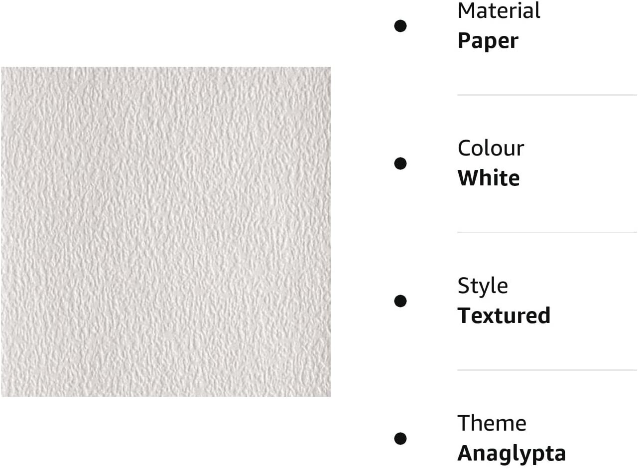 RD181 Anaglypta Precision Embossed Lace Bark White Textured Paintable