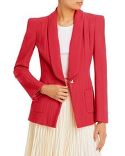 Sergio Hudson Women's Multi Vertical Seamed Shawl Collar Blazer Red Size 8