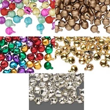 Lot of 100 Small Little 6mm 1/4 inch Steel Jingle Bell Dangle Charms With Loop