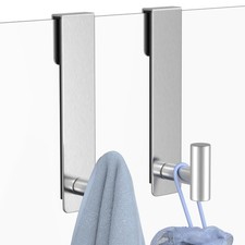 Pack 7.5" Shower Door Towel Hooks Over Glass Door Hanger Silver Rustproof