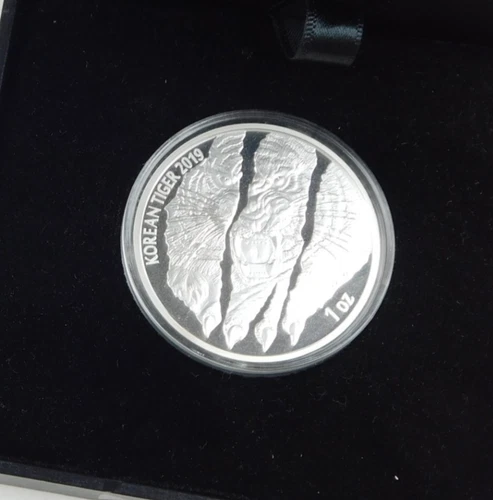 2019 Korea Tiger 1 Oz 999 Silver Bullion Round #303 of 500 Box + COA where C4249