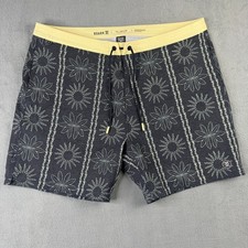 Roark The Chiller Boardshorts Mens 36 Charcoal Grey Yellow Floral Sun Mandala