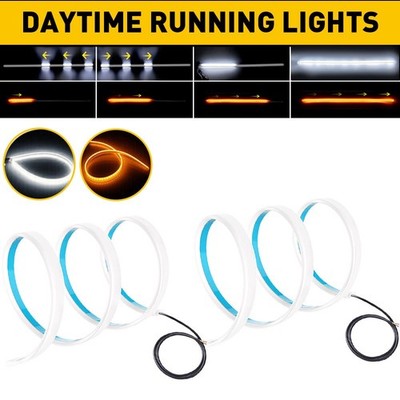 White 60CM Amber Flexible Sequential LED DRL Signal Turn Strip for Headlight EPG