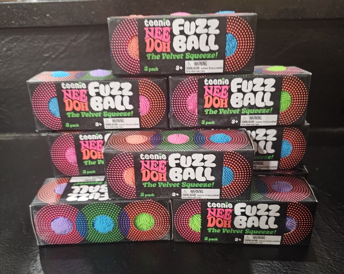 NeeDoh Teenie Fuzz Ball 3 Pack, Mini Nee Doh Stress Ball Pink