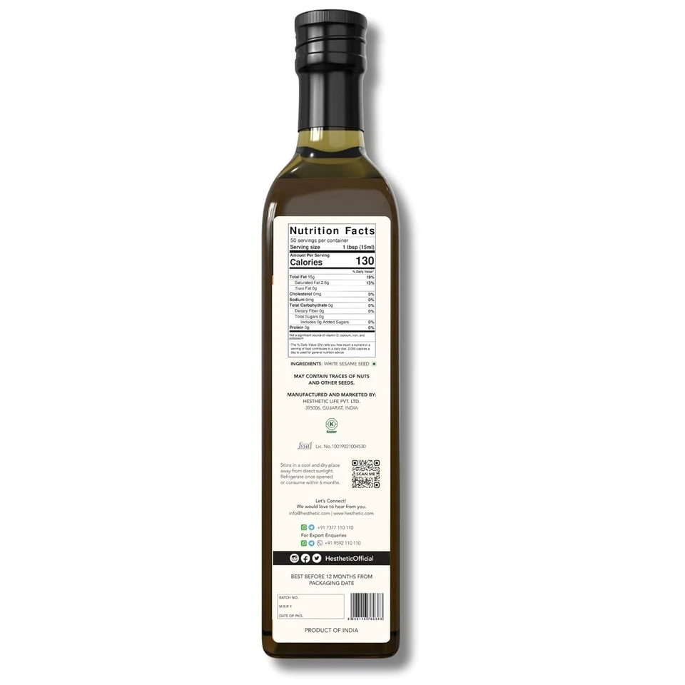 Hesthetic White Sesame Virgin Cold Pressed Oil 500ml - Image 2 of 4
