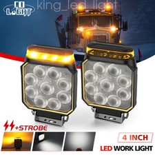 2x 4 Amber Led Work Beacon Emergency Flashing Light Warning Hazard Car Tractor
