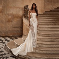 2025 Latest Mermaid Wedding Dresses Lace Long Sleeves Open Back Bridal Gowns