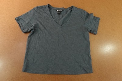 Athleta Womens Size Small Blue Short Sleeve Essential Slub V-Neck Tee New