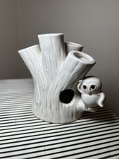 2008 Fitz Floyd 3.5" Tall Hooty Owl Ceramic Toothbrush Holder Novelty Kitschy
