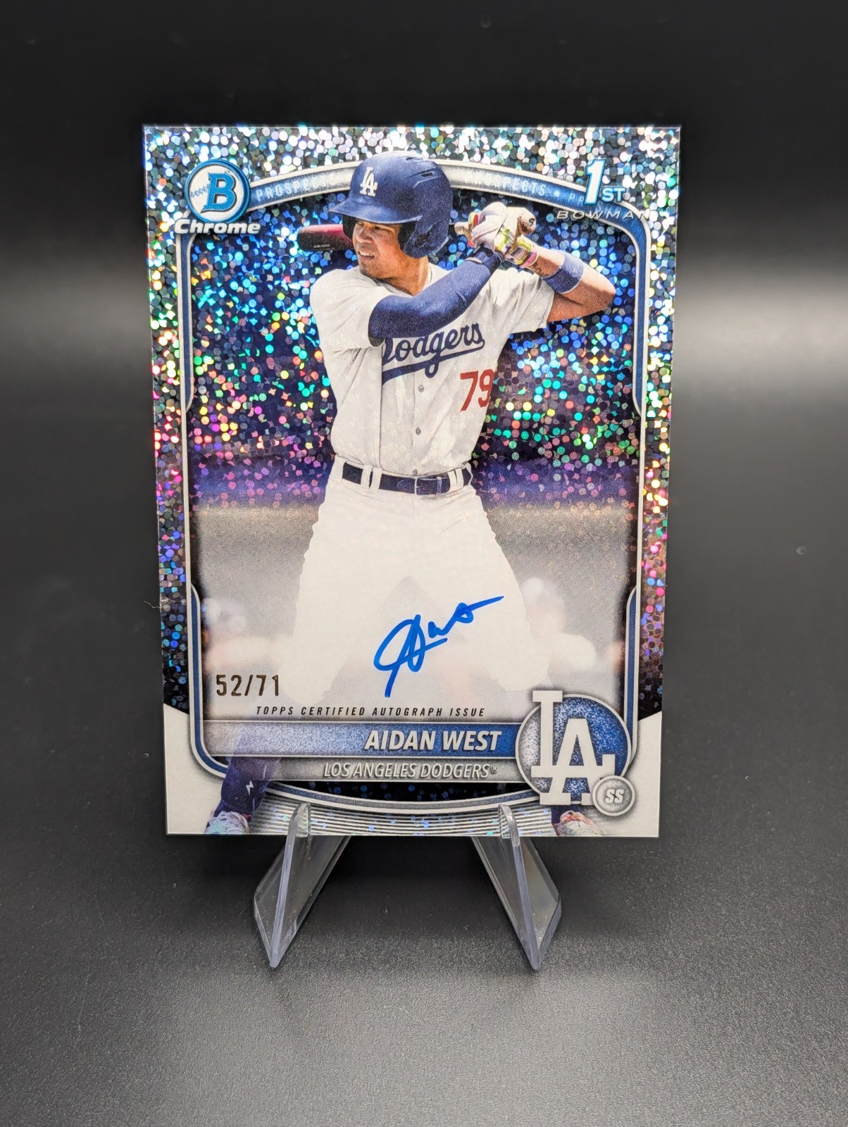 2025 Bowman Draft - Aidan West 1st Chrome Auto - Sparkle Refractor 52/71 Dodgers