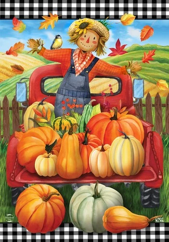 Briarwood Lane Pumpkin Pickup Scarecrow House Flag - Thumbnail 2