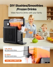 VEVOR 2.6L Slushie Machine, 5 Program No-Ice Frozen Drink Maker, Self-Cleaning