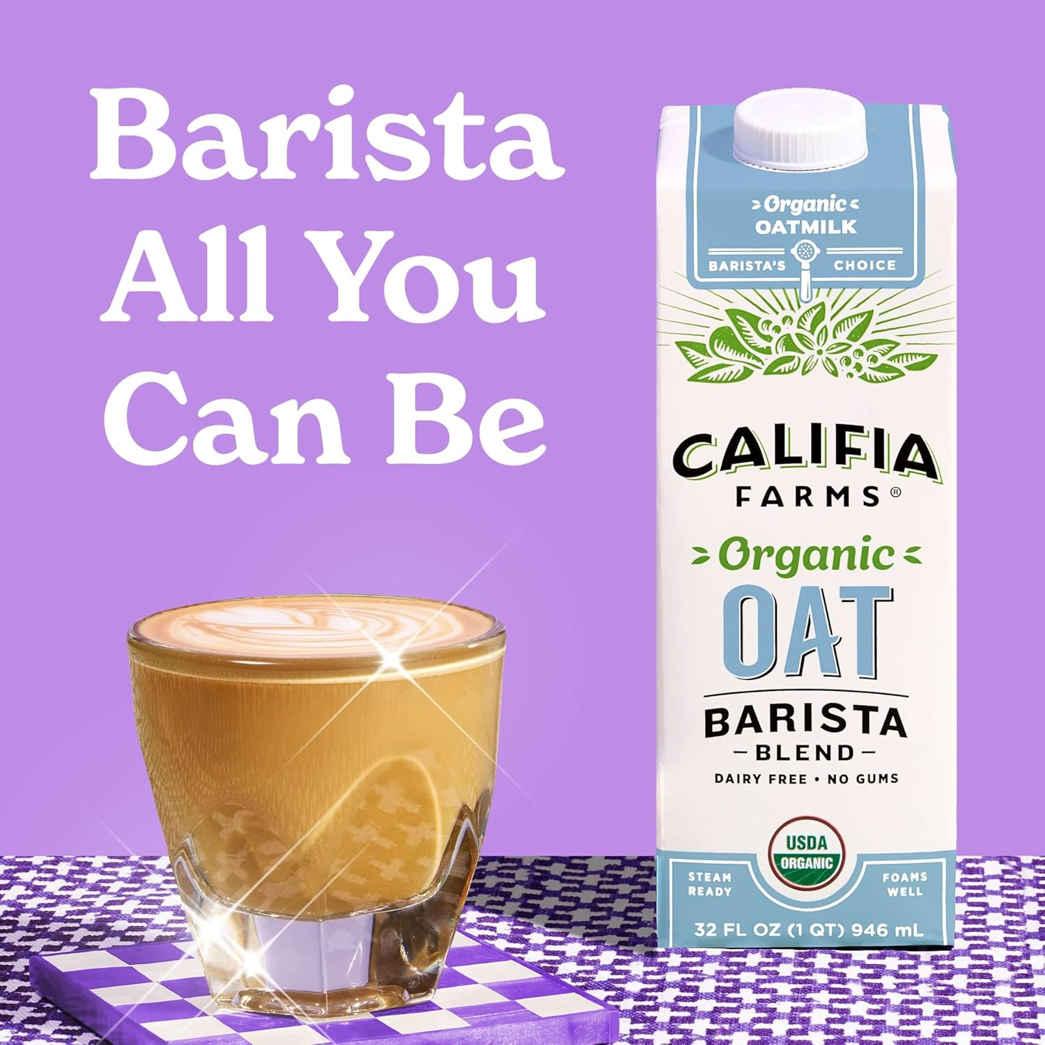 Califia Farms - Organic Oat Barista Blend, 32 Oz (Pack of 6), Shelf Stable, Dair