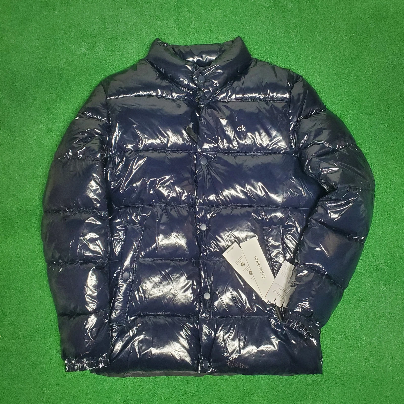 NWT $225.00 Calvin Klein Mens Water Resist Puffer Jacket Navy Blue Size Small