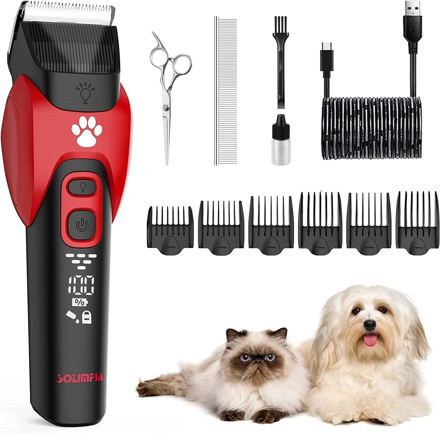 Dog Cat Pet Clippers Shavers Electric Pet Grooming Trimmer Kit Rechargeable C...