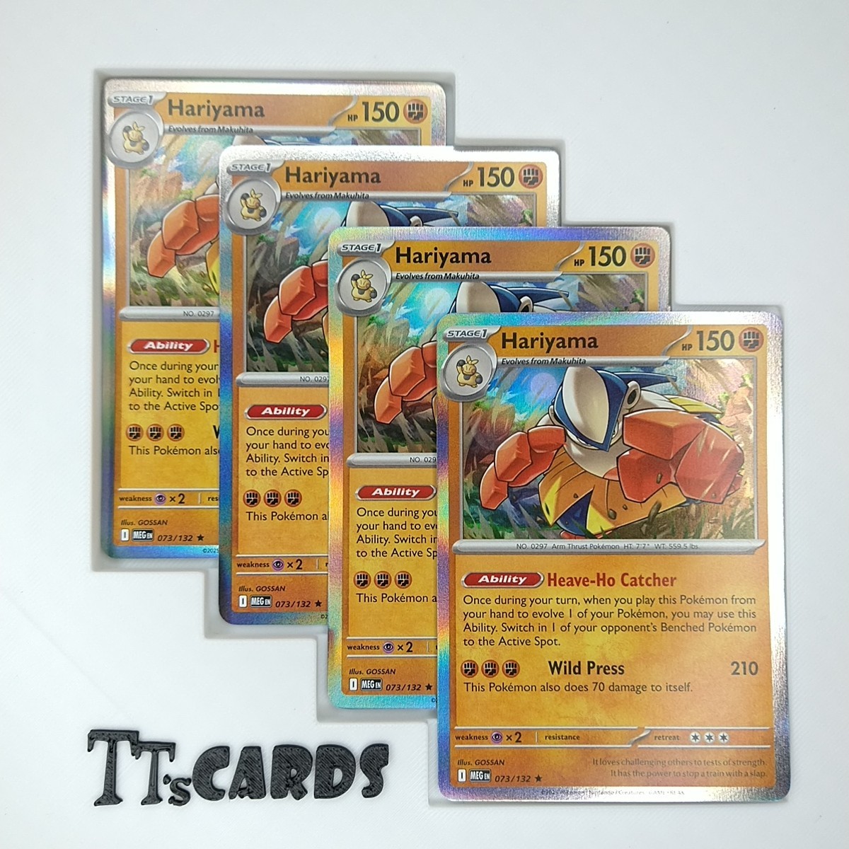 Hariyama 073/132 x4 Playset 4x Pokemon TCG ME01 Mega Evolution MEG - 4 Card Set