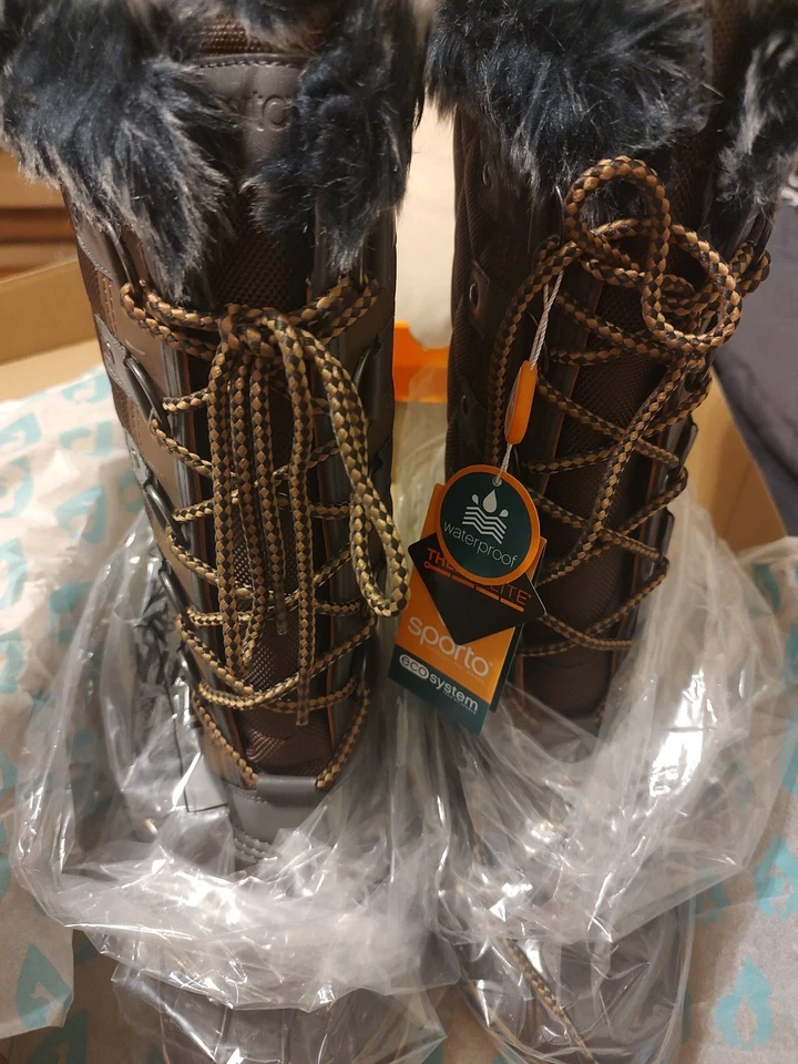 Bota de pato impermeable Sporto Deal para mujer talla 9 M ribete de piel de chocolate/oliva Foto 4 de 4