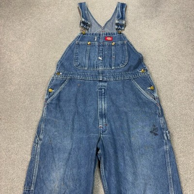 Dickies Latzhose Erwachsene 34x30 blau Latzhose Denim Latz Arbeitskleidung Zimmermann Herren