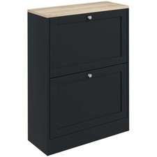 Slim Shoe Cabinet with 2 Flip Drawers Adjustable Shelves, Black