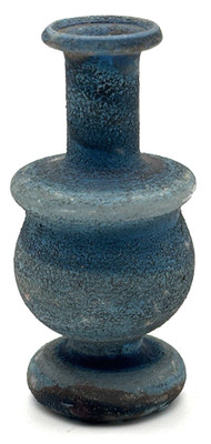 Kleine blaue Miniatur Glasflasche im römischen Stil 48,6 mm | Sammlergefäß