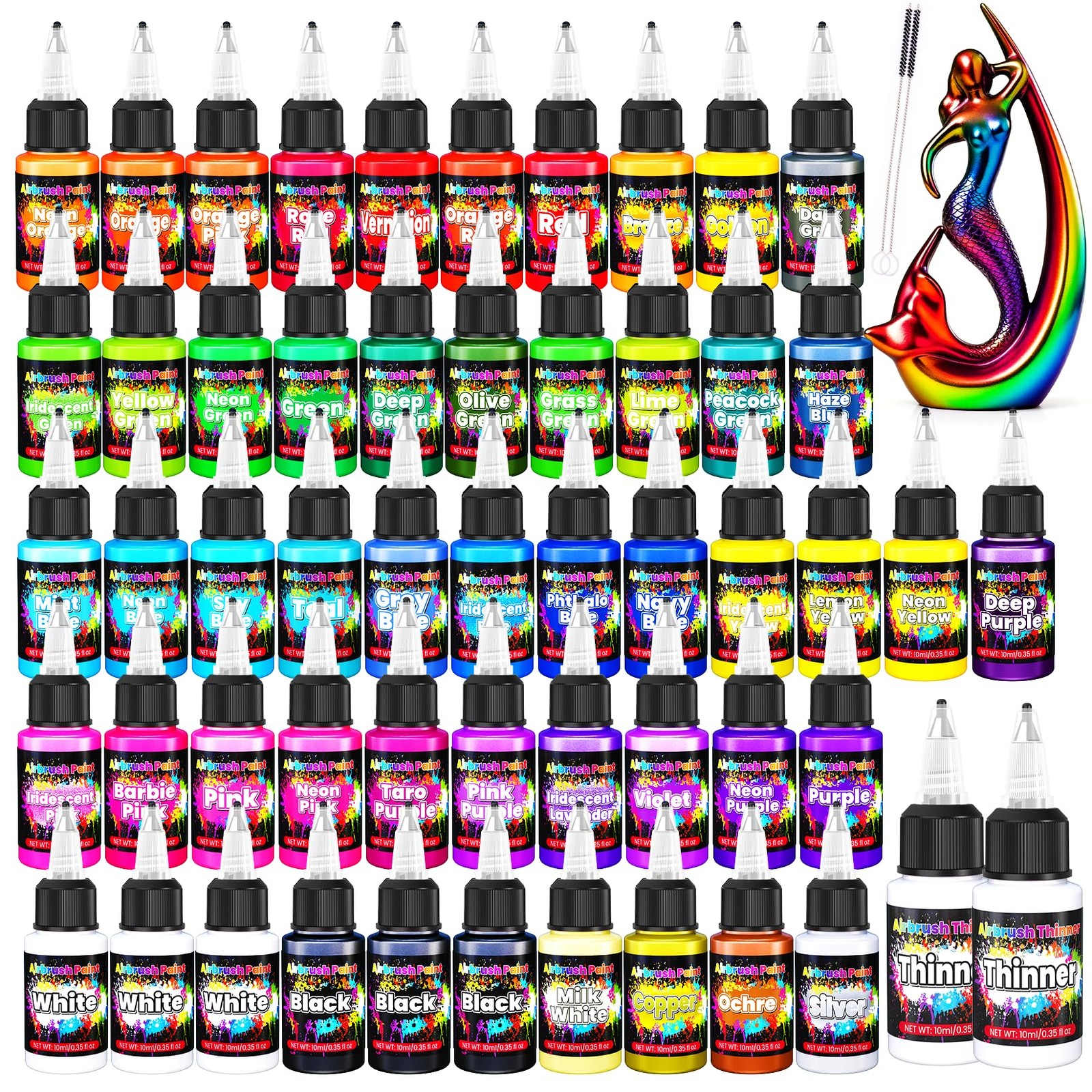 Airbrush Paint Set - 54 Colors  Thinners for Model, Car, Fab