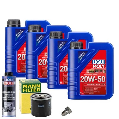 Motoröl 20W50 LIQUI MOLY Hightech 4L+MANN Ölfilter+Spülung+Ölablassschraube