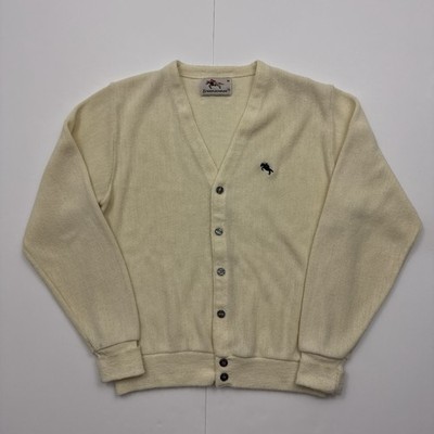 Vintage Steeplechase Cream Grandpa Knit Cardigan Sweater Orlon Acrylic M