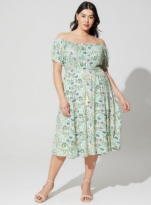 New Torrid Green Floral Midi Challis Off The Shoulder Spring Dress Size 6X NWT | eBay New Torrid Green Floral Midi Challis Off The Shoulder Spring Dress Size 6X NWT | eBay