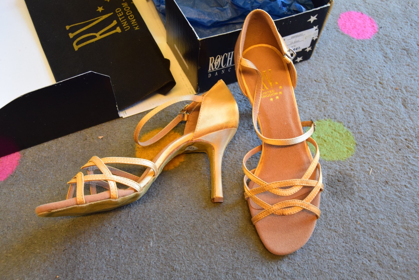 Zapatos de baile latino Gold Roch Valley de salón - talla UK 6.5