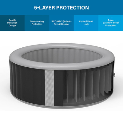 London 2-3 Person Inflatable Hot Tub Spa + Cover, Rapid Heating up to 104