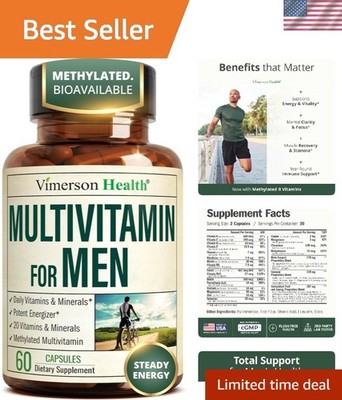 Men's Daily Multivitamin: Methylated & Chelated - 60 Vegetarian Capsules