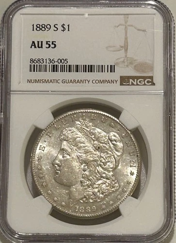 1889 S Morgan Silver Dollar NGC AU55 Tougher Date Morgan