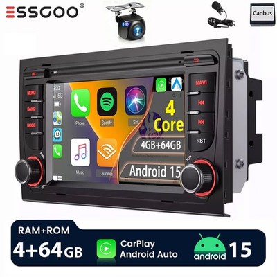 Carplay Android 15 AutoRadio Navi RDS GPS BOSE 4+64GB für Audi A4 S4 B6 B7 00-09